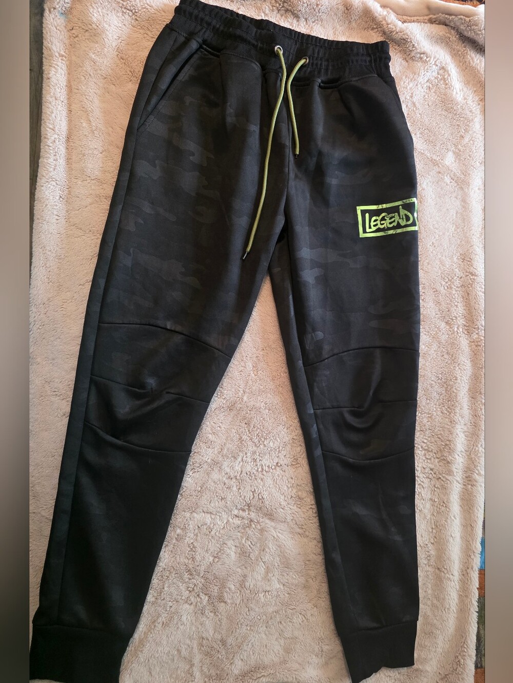 Legend Black Camo Joggers with Neon Yellow-Green Accent